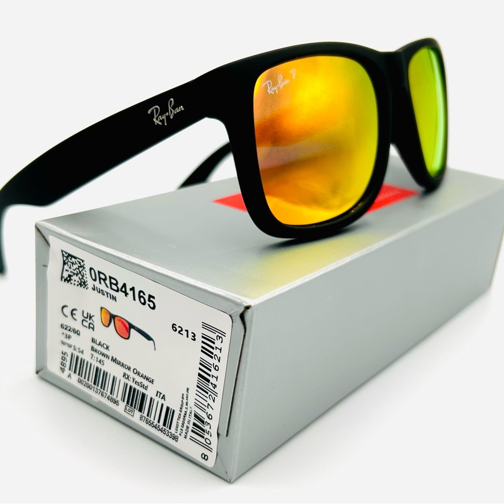 Ray-Ban Polarized Sunglasses Mens Justin RB4165 Flash Mirror Lens 54-16… - Picture 11 of 15